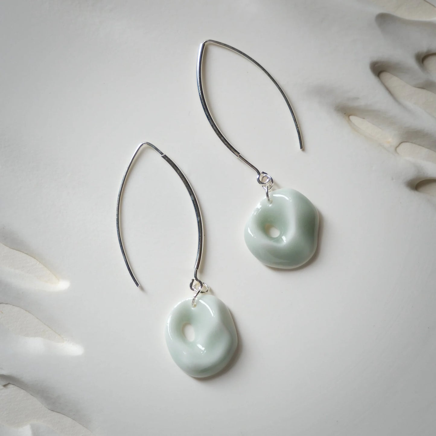Shadow Celadon Ripple Earrings - Wandering Breeze Collection