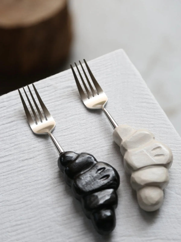 Kawa Croissant Wooden Spoon & Fork Set