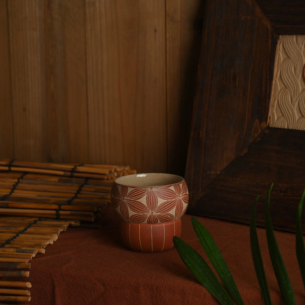 TriFire Earthen Floral Ceramic Cup