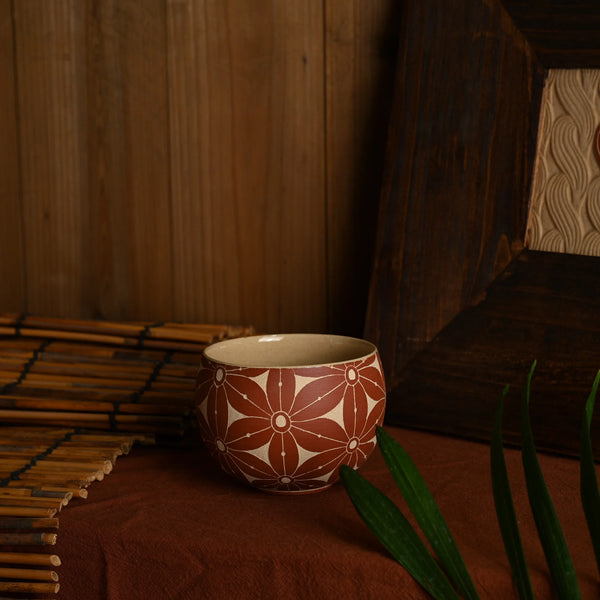 TriFire Earthen Floral Ceramic Cup