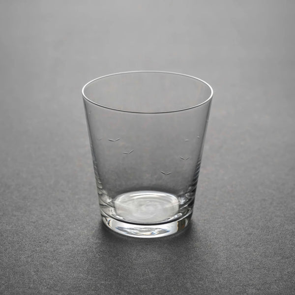 Hand-Cut Bird Motif Glass Tumbler