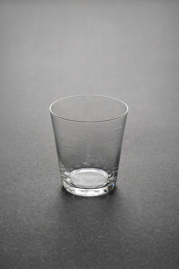 Hand-Cut Bird Motif Glass Tumbler