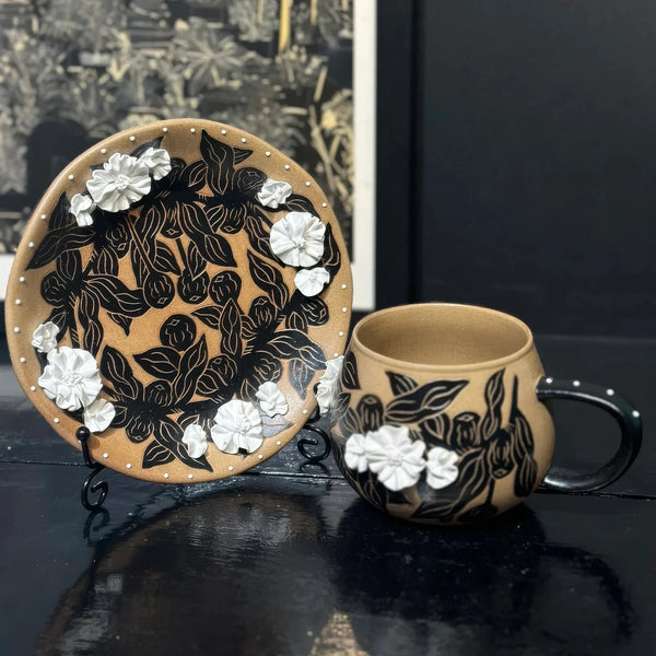 IFF Shadow Bloom Stoneware Coffee Set