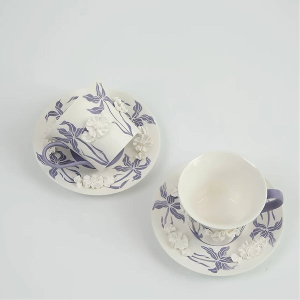 IFF Violet Iris Elegance Cup & Tray Set