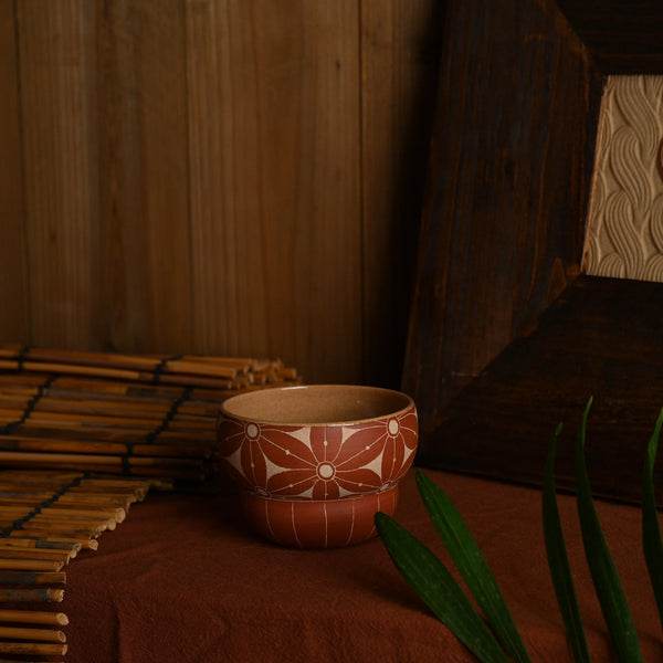 TriFire Earthen Floral Ceramic Cup