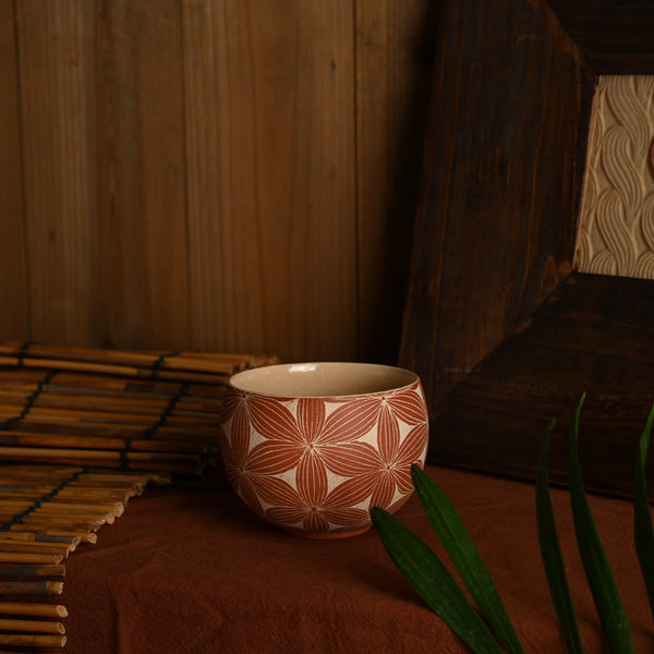 TriFire Earthen Floral Ceramic Cup