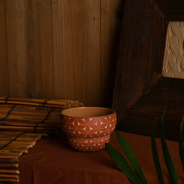 TriFire Earthen Floral Ceramic Cup