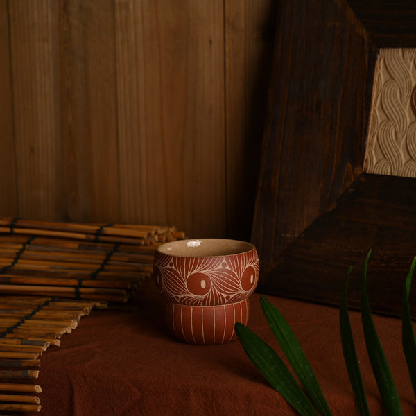 TriFire Earthen Floral Ceramic Cup