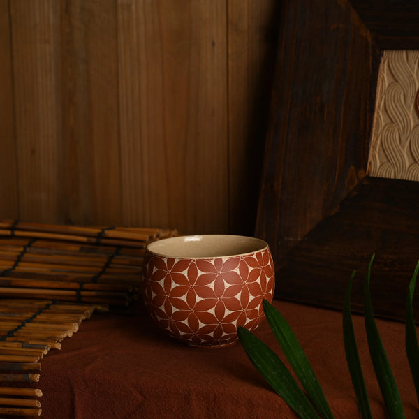 TriFire Earthen Floral Ceramic Cup