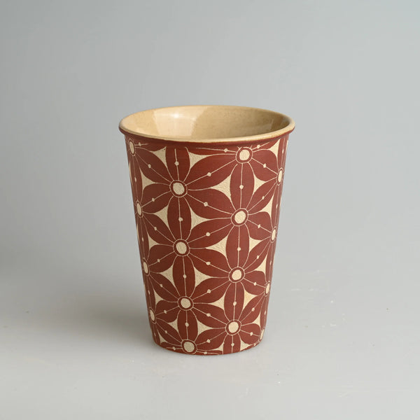 TriFire Earthen Floral Ceramic Cup