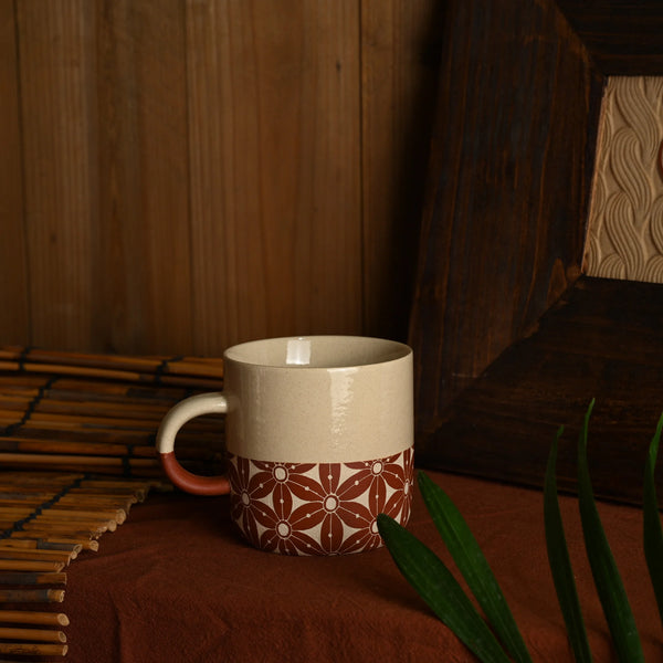 TriFire Earthen Floral Ceramic Mug