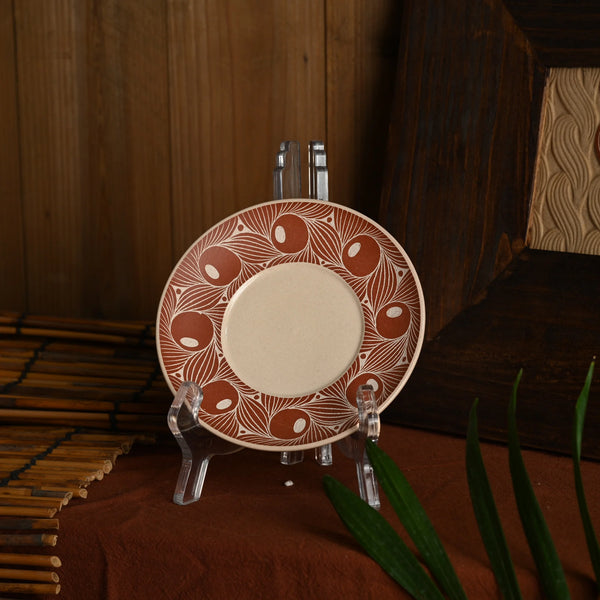 TriFire Earthen Floral Ceramic Plate