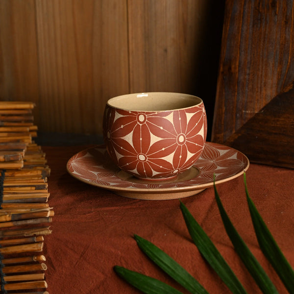 TriFire Earthen Floral Ceramic Plate