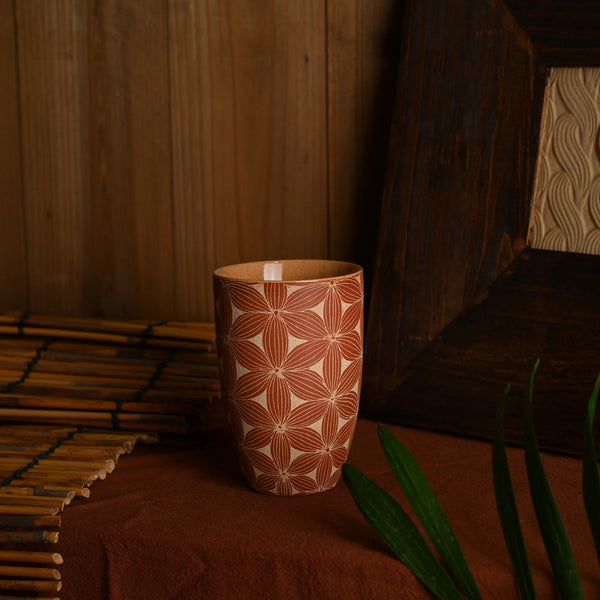 TriFire Earthen Floral Ceramic Tumbler