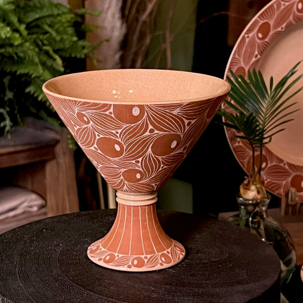 Trifire Vine and Fruit Ceramic Chalice