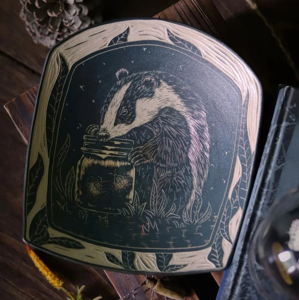WhaleSong Midnight Badger Ceramic Plate
