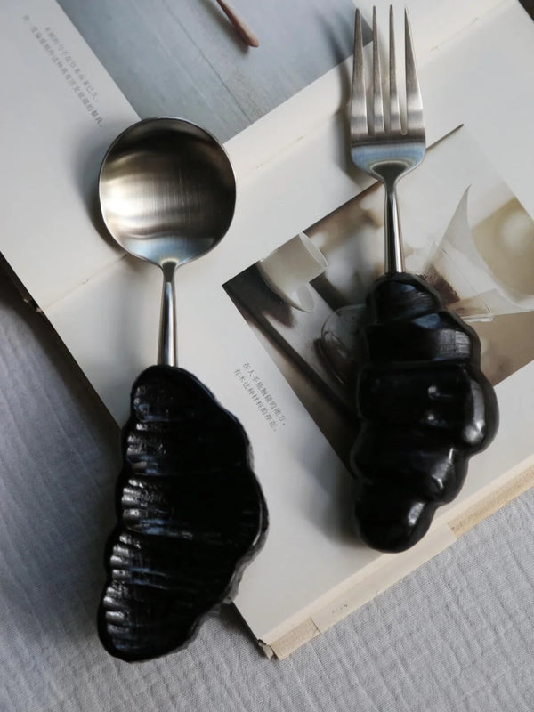 Kawa Croissant Wooden Spoon & Fork Set