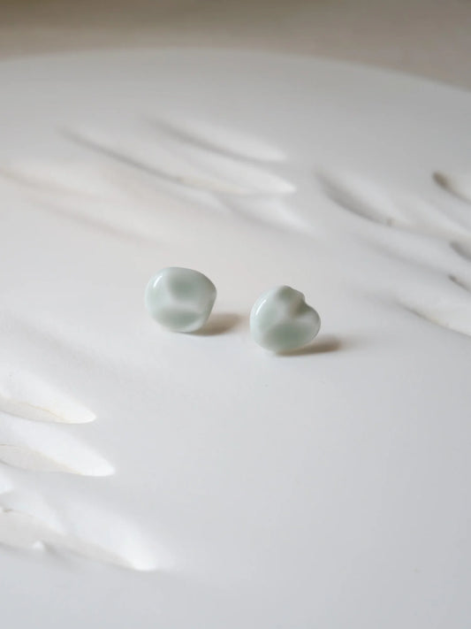 Shadow Celadon Wave Stud Earrings - Wandering Breeze Collection