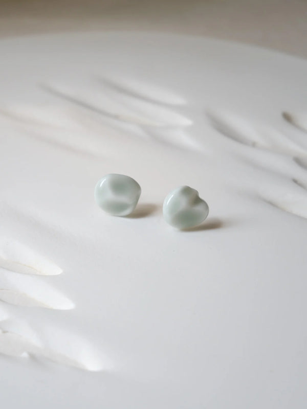 Shadow Celadon Wave Stud Earrings - Wandering Breeze Collection