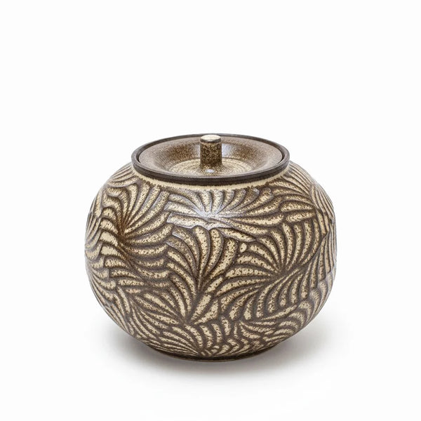 Hand-Carved Stoneware Tea Jar