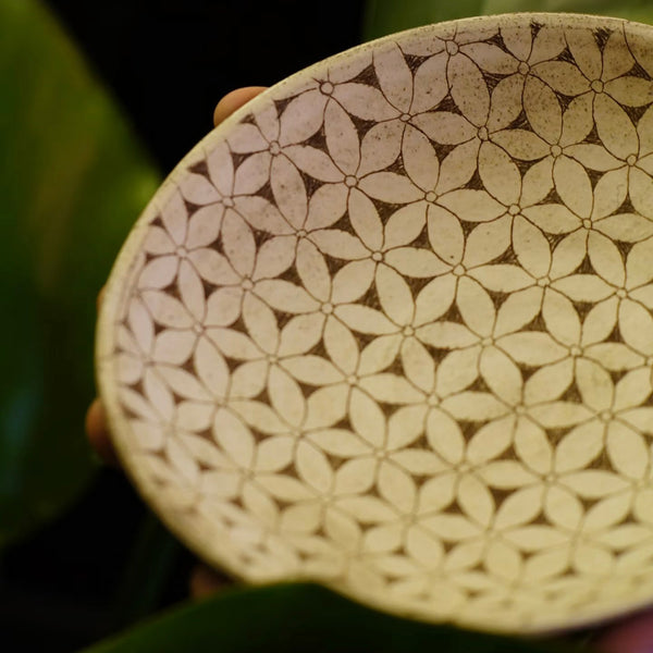 Trifire Handmade Ceramic Plate with Petal Pattern