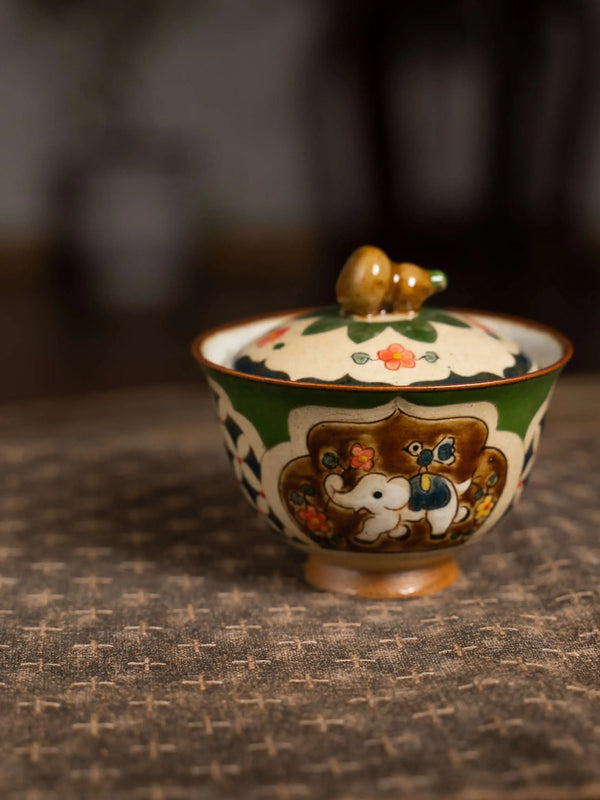 Elephant Story Crystal Glaze Gaiwan