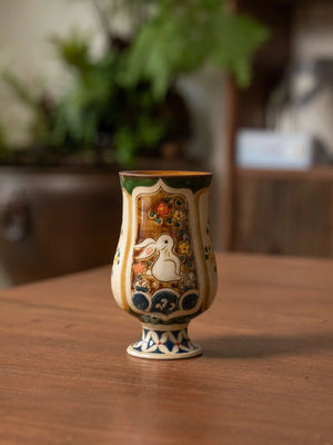 Rabbit Motif Aromatic Cup with Wave & Floral Pattern