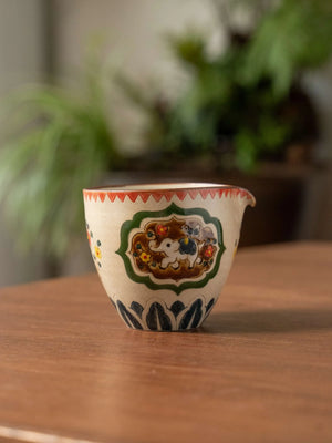 Elephant Motif Fairness Pitcher with Leaf Pattern