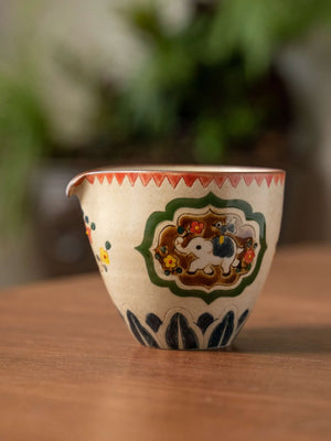 Elephant Motif Fairness Pitcher with Leaf Pattern