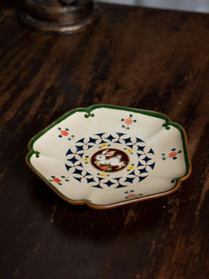 Rabbit Square Plate with Coin Pattern