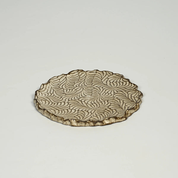 NANYI Gathered Drift Hand-Carved Organic Rim Plate