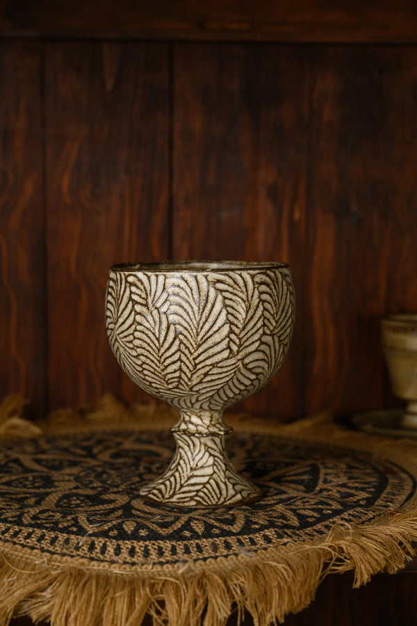 NANYI Gathered Drift Carved Stem Goblet