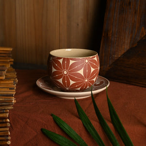 TriFire Earthen Floral Ceramic Plate