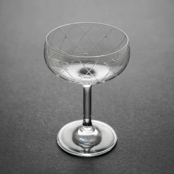 Hand-Cut Star Grid Coupe Glass