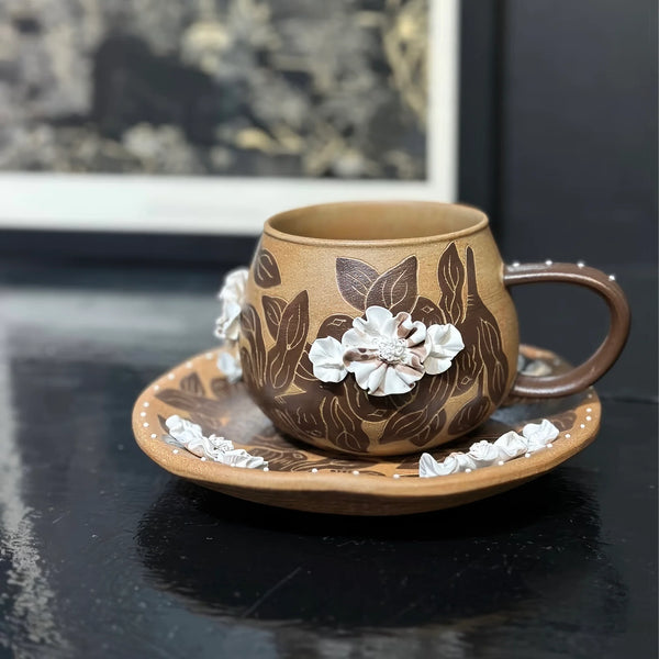 IFF Shadow Bloom Stoneware Coffee Set