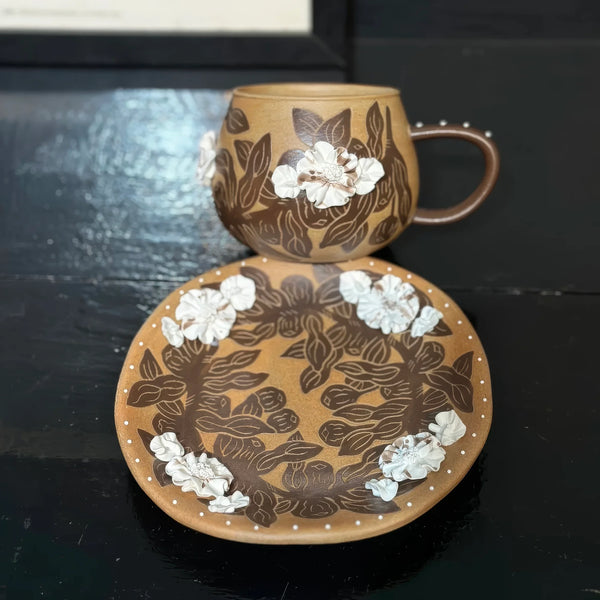 IFF Shadow Bloom Stoneware Coffee Set