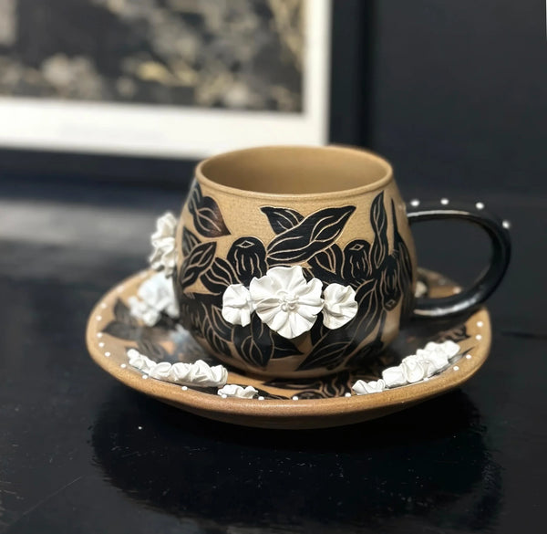 IFF Shadow Bloom Stoneware Coffee Set