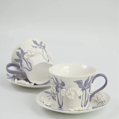 IFF Violet Iris Elegance Cup & Tray Set