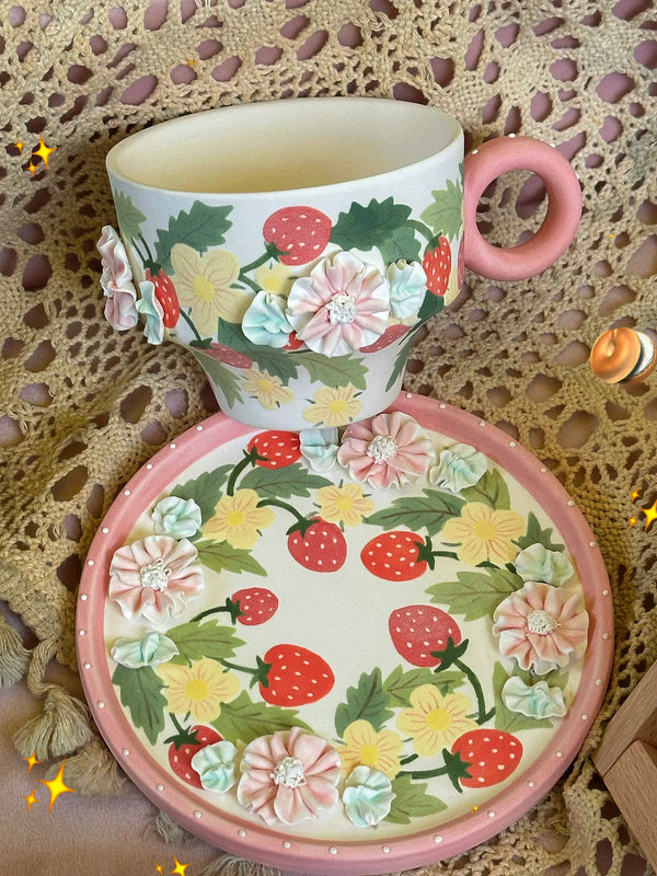 IFF Strawberry Blossom Cup & Tray Set