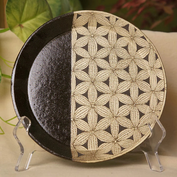 Tri Fire Half-Floral Serving Plate