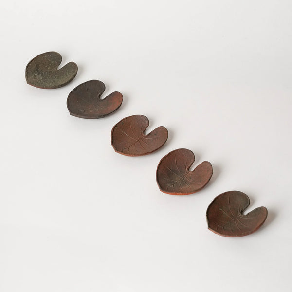 Set of 5 Wood-Fired Lotus Leaf Dishes