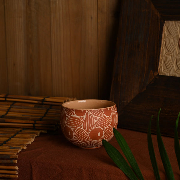 TriFire Earthen Floral Ceramic Cup
