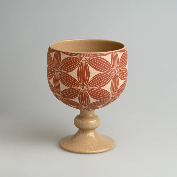 TriFire Earthen Floral Ceramic Goblet