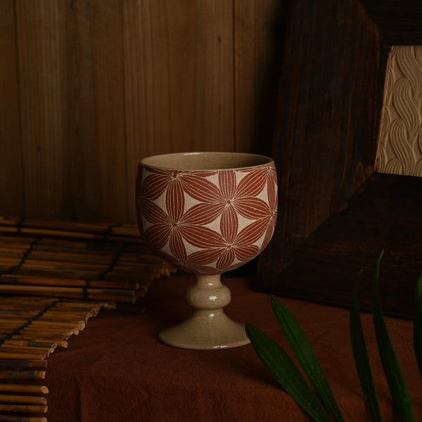 TriFire Earthen Floral Ceramic Goblet