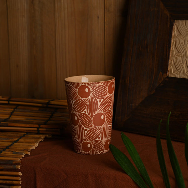 TriFire Earthen Floral Ceramic Tumbler