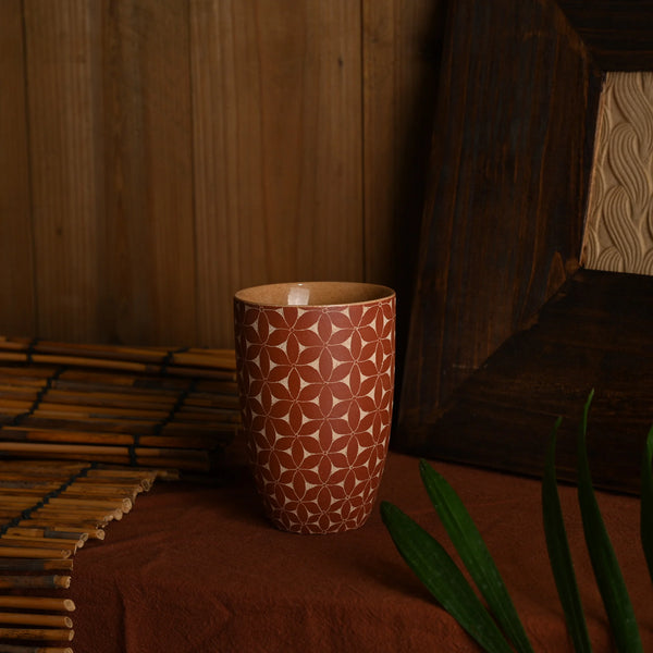 TriFire Earthen Floral Ceramic Cup