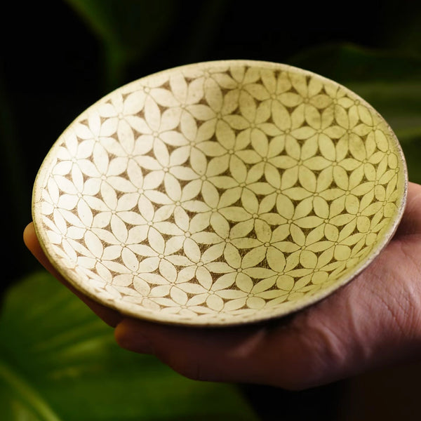 Trifire Handmade Ceramic Plate with Petal Pattern