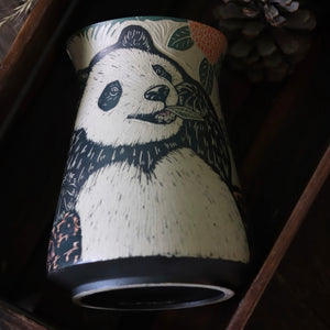 WhaleSong Panda Grove Carved Ceramic Vase