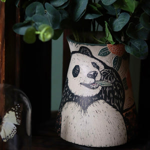 WhaleSong Panda Grove Carved Ceramic Vase